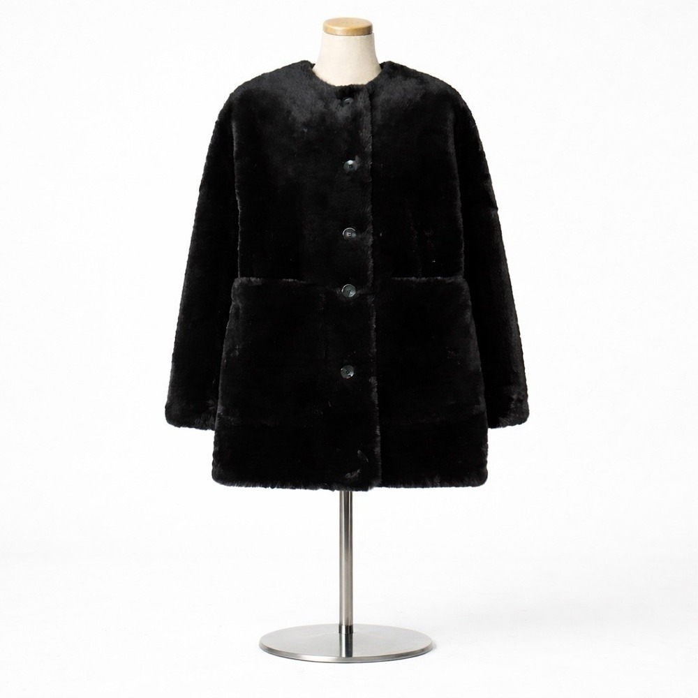 Proenza Schouler Penelope Faux Fur Coat White Label Women's Size Medium Black